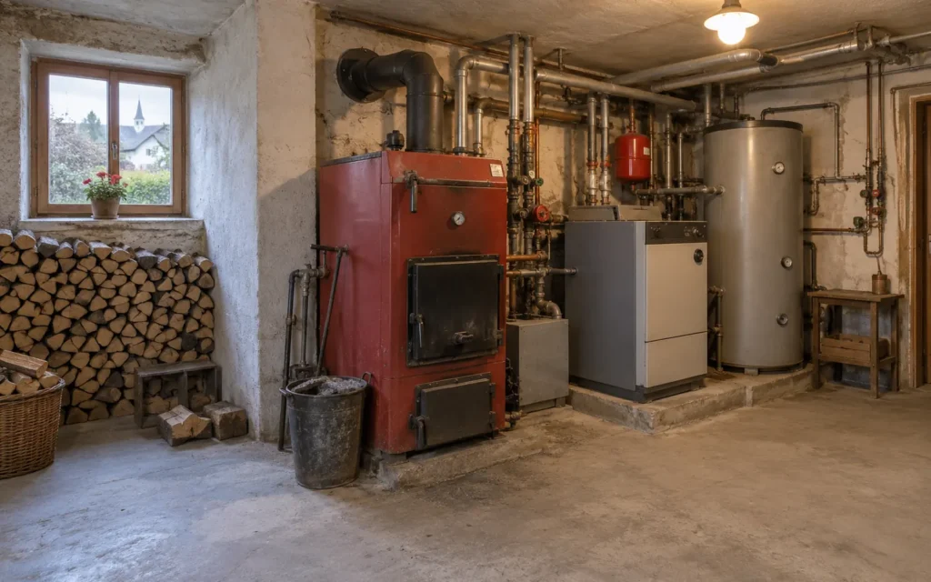 Holz-/Ölheizung auf Wärmepumpe – vorher